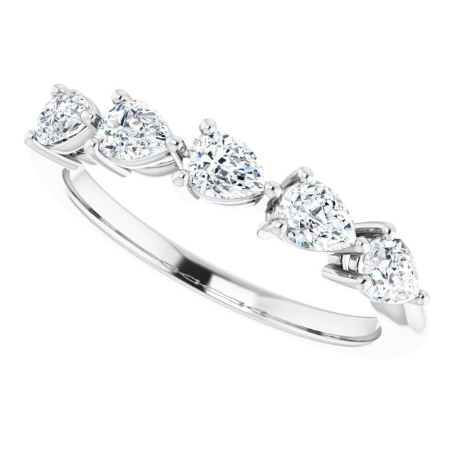 1.05 ct. Pear Cut Diamond Wedding Band 5 Stone Anniversary Ring-VIRABYANI